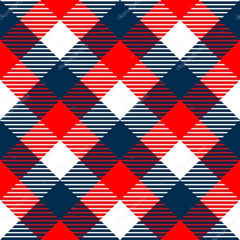 Checkered gingham fabric seamless pattern in blue white and red, vector ...