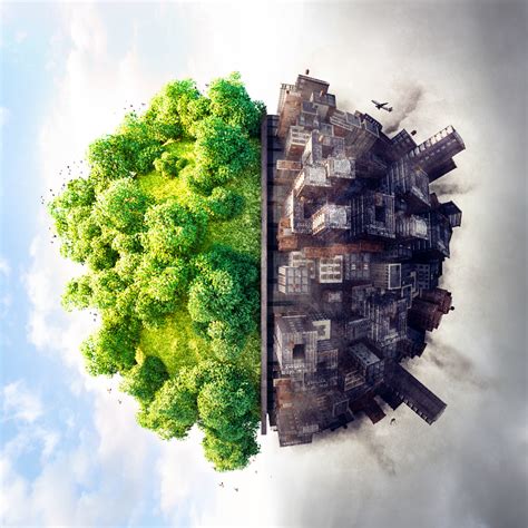 nature vs. city on Behance Nature Collage, Nature Artwork, Creative ...