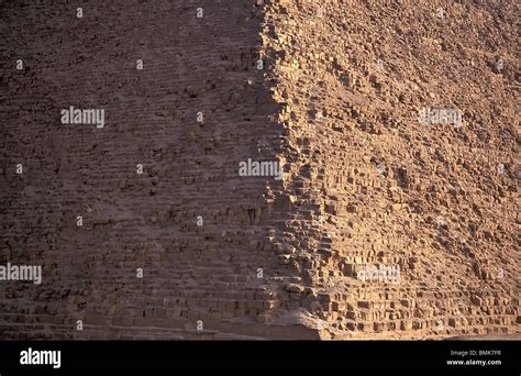 White limestone blocks of the Great Pyramid of Khufu (Cheops), Giza, Al Jizah, Egypt Stock Photo ...