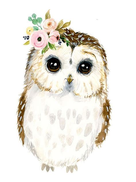 Watercolor baby owl Owlet painting Woodland Nursery Animal Animal ...