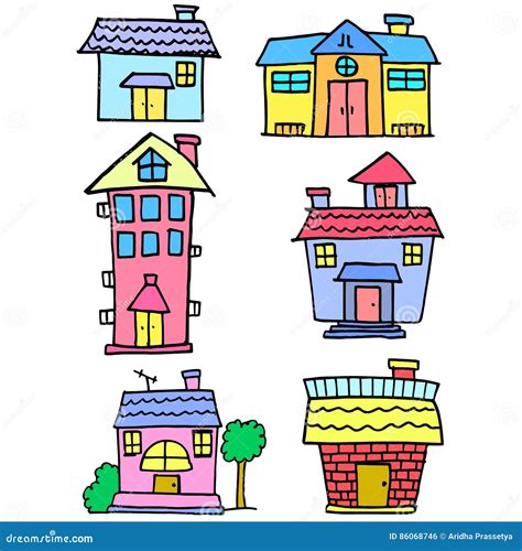 Doodle of House Set Design Vector Art Stock Vector - Illustration of ...