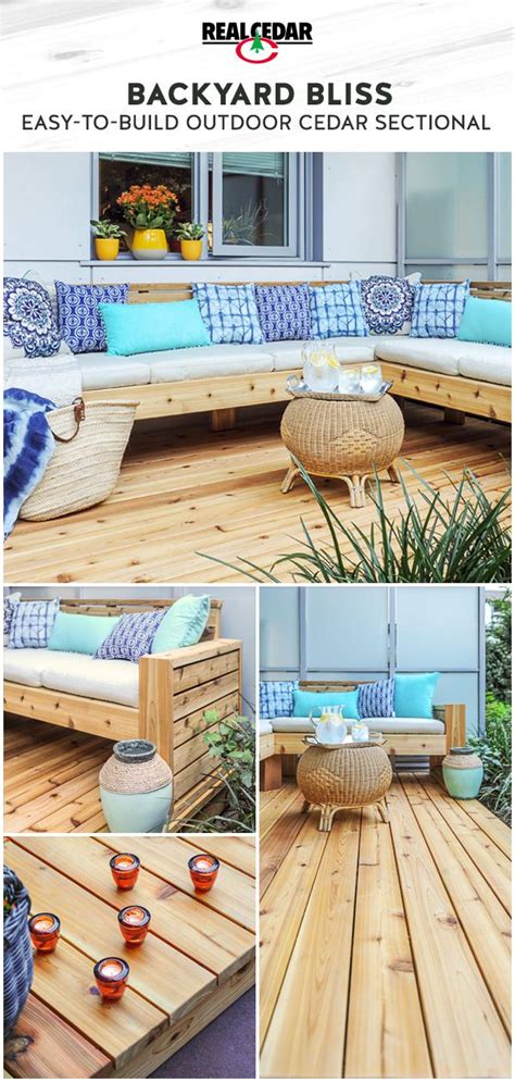 DIY Outdoor Cedar Sectional for Patio | Patio sectional diy, Diy patio ...