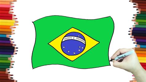 Dibujando La Bandera de Brasil paso a paso y muy facil - Speed Drawing ...