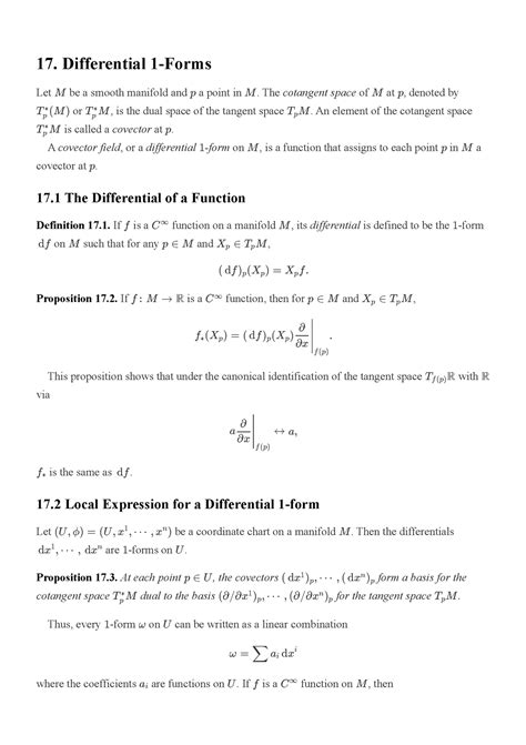 17 Differential 1-Forms - Differential Geometry, Mathematics - Studocu