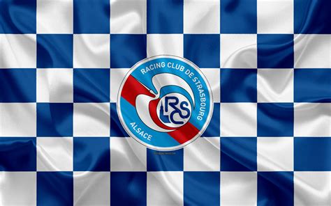 Download wallpapers RC Strasbourg Alsace, Strasbourg FC, 4k, logo, creative art, blue and white ...