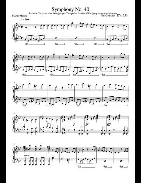 Symphony No. 40 (Mozart) sheet music for Piano download free in PDF or MIDI