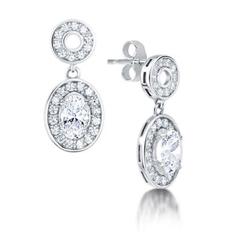 Oval Diamond Earrings with Halo - Oval Halo Diamond Earrings