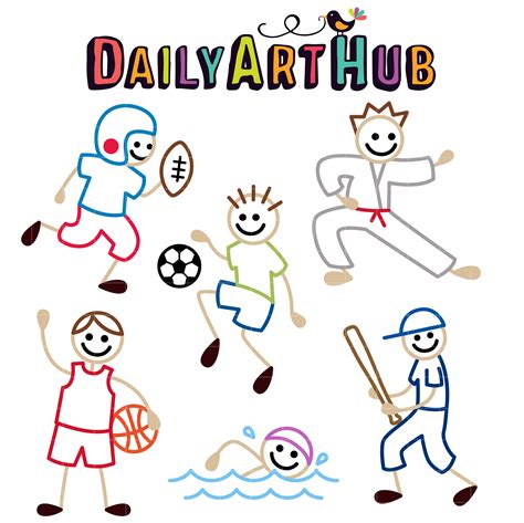 Sporty Stick Figure Clip Art Set – Daily Art Hub – Free Clip Art Everyday