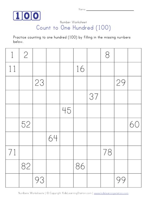 Counting Worksheets 1-100 Pdf – Thekidsworksheet