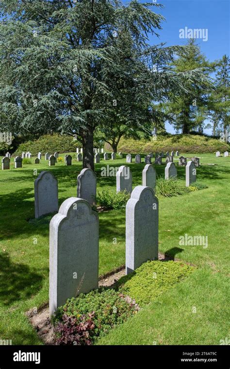 German WW1 graves at the St. Symphorien Military Cemetery, First World War burial ground at ...