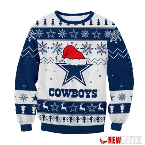 Dallas Cowboys Big Logo Santa Hat Nfl Ugly Christmas Sweater