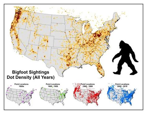 U.S. Map of Potential Bigfoot Sightings-Locations : thestrangest