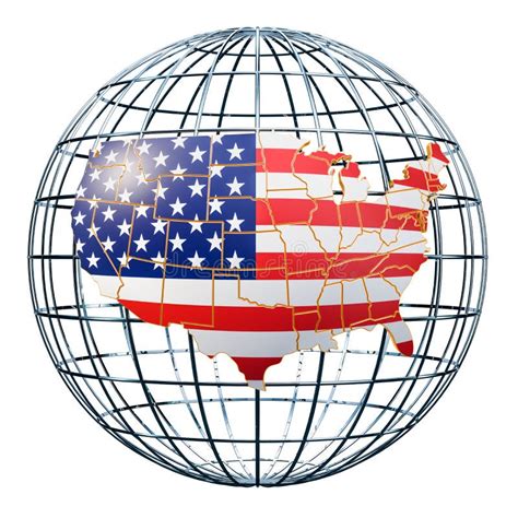 The USA Map on the Earth Globe. 3D Rendering Stock Illustration ...