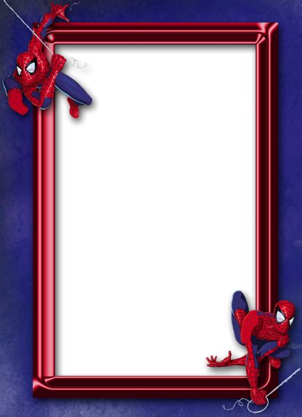 Spider Man Blue Kids Transparent Frame | Spiderman birthday invitations ...