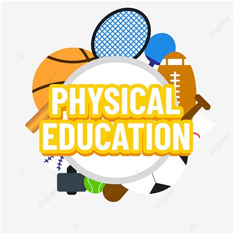 Physical Education Clipart Transparent PNG Hd, Physical Education Text Circular With Many Sport ...