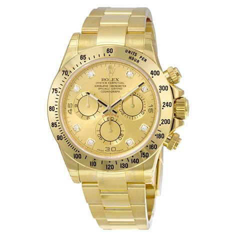 Rolex Cosmograph Daytona Champagne Dial 18K Yellow Gold Oyster Bracelet ...