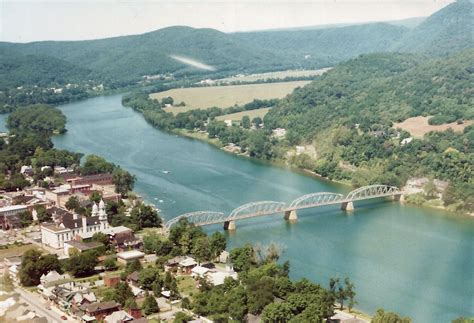 Aerial view of the Susquehanna River and Lock Haven, Pennsylvania. 1975 ...