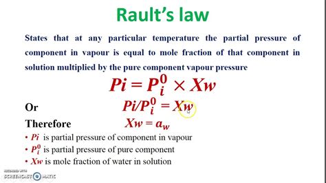 Raoult’s law and water activity - YouTube