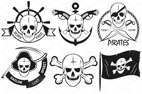 pirate logo with skulls ~ Illustrations ~ Creative Market