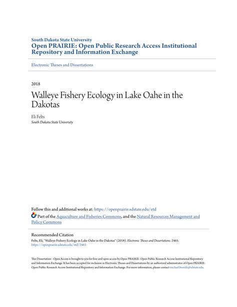 (PDF) Walleye Fishery Ecology in Lake Oahe in the Dakotas WALLEYE FISHERY ECOLOGY IN LAKE OAHE ...