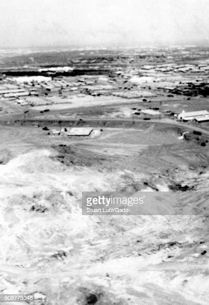 Aerial view of Long Binh Post, logistics center, and major command ...