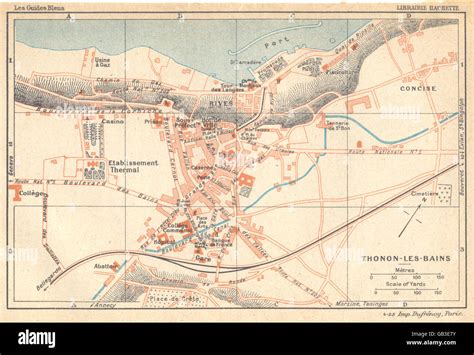 HAUTE- SAVOIE: Thonon- les- Bains, 1925 vintage map Stock Photo - Alamy