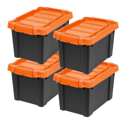 IRIS USA 5 Gal Utility Storage Tote Black/Orange 4 Pack - Walmart.com - Walmart.com