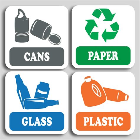 Buy 4 Pack Recycling signs, self adhesive Stickers Doors or Walls ideal for bins (1) Online at ...