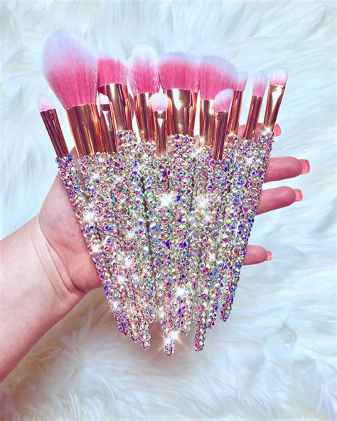 Rose Gold Bling Makeup Brushes | Bling makeup, Makeup brushes guide, Makeup accessories