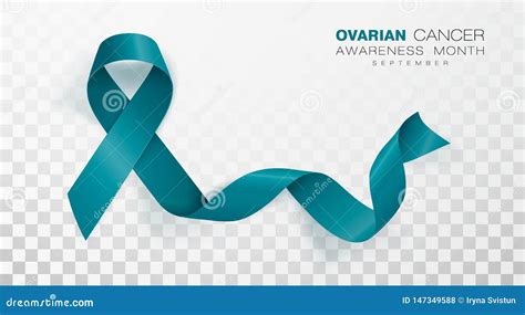 Ovarian Cancer Awareness Month. Teal Color Ribbon Isolated on ...