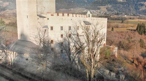 Lienz Castle in Winter Season As Seen from Drone Viewpoint, Austria ...