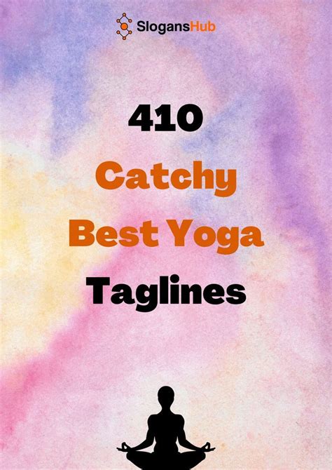 the front cover of 40 catchy best yoga taglines, with an image of a person doing yoga