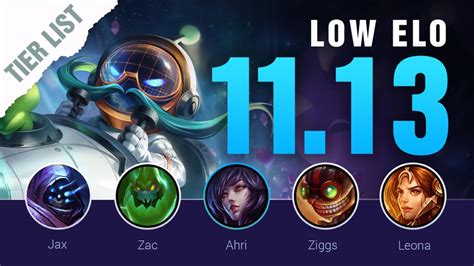 LoL Tier List Low Elo for Top, ADC, Mid, Support, Jungle. League of Legends Patch 11.13 | Mobalytics