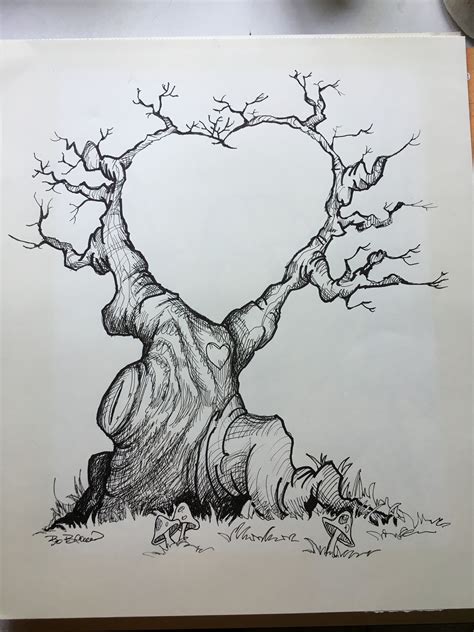 Heart Tree Drawing | Heart drawing, Tree drawing, Heart tree