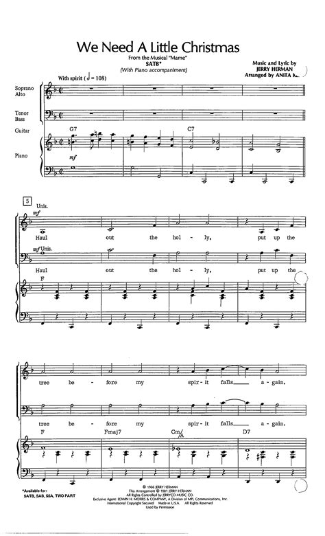 Johnny Mathis-We Need A Little Christmas Sheet Music pdf, - Free Score ...