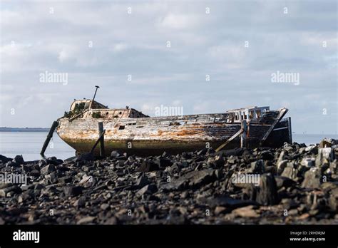 A ship wrecked boat in Bluff's ship graveyard Stock Photo - Alamy