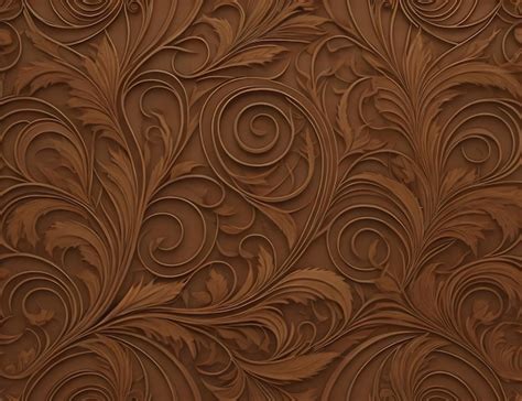 Premium Photo | A brown wallpaper with a floral pattern.