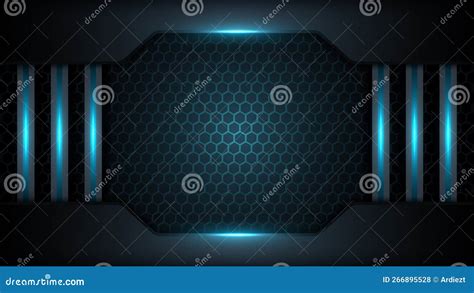 Hexagonal Background with Tosca Neon Light. Honeycomb, Bees Hive Cells Pattern Stock Vector ...