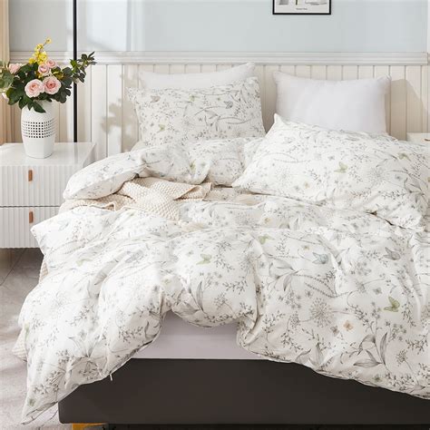 King Size Floral Duvet Cover Set, Organic Cotton, Reversible ...