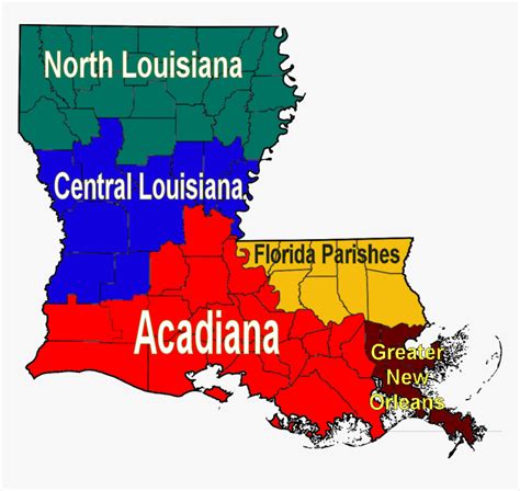 Louisiana Regions Map - Map Of Acadiana Louisiana, HD Png Download ...