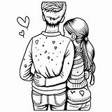 Friends Hugging Coloring Page · Creative Fabrica sketch template