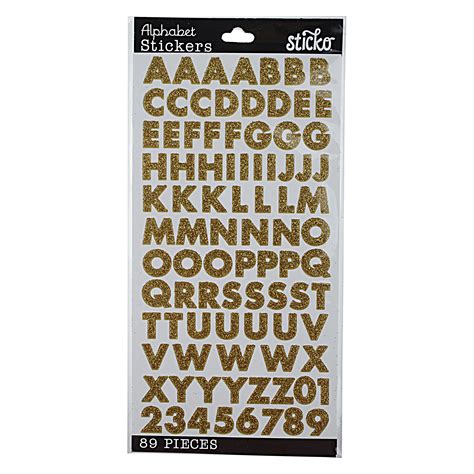 Sticko Small Gold Glitter Futura Alphabet Stickers 89 Pieces - Walmart.com