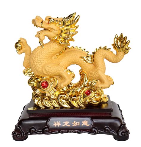 Golden Chinese Dragon Statue With Dragon Ball