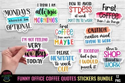 1 Office Quotes Stickers Bundle Designs & Graphics