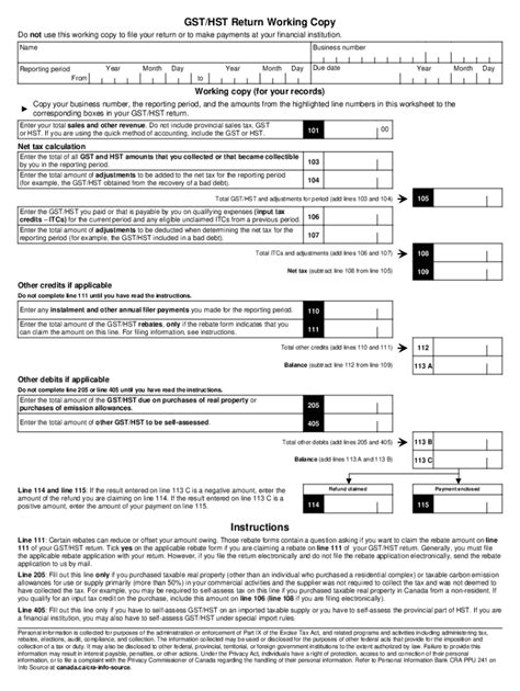 2021-2024 Form Canada GST/HST Return Working Copy Fill Online, Printable, Fillable, Blank ...