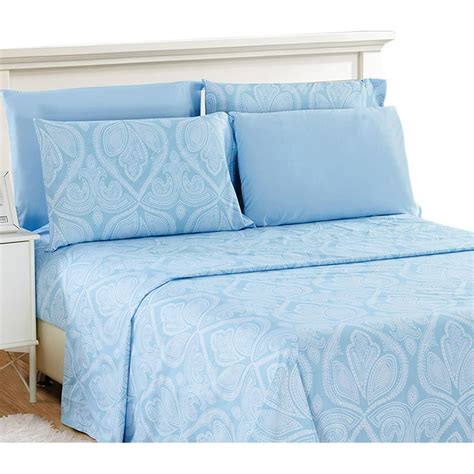 100% Soft Microfiber Twin Sheet Set, Blue Super Soft Paisley Printed Bed Sheets - Walmart.com ...