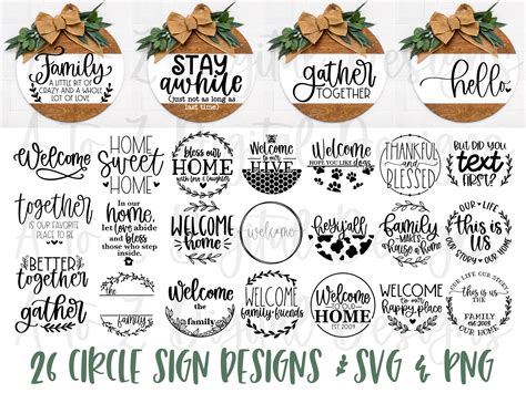 Round Sign Svg Bundle Circle Sign Svg Porch Sign Svg - Etsy