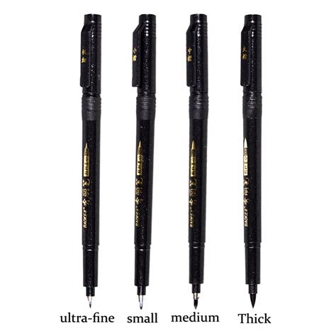 1 Piece Calligraphy Pen Thick Medium Small Ultra Felt Brush Tip Caligraphy Pens Black Permanent ...