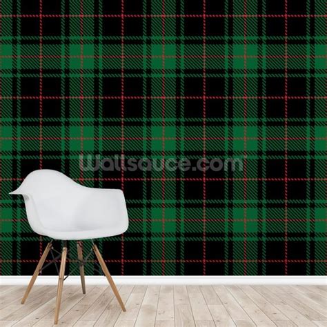 Dark Green Tartan Wallpaper | Wallsauce UK