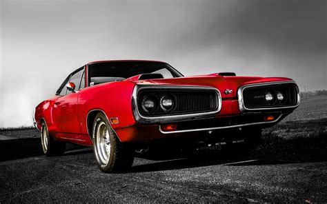 Red 1970 Dodge Super Bee 4K wallpaper download